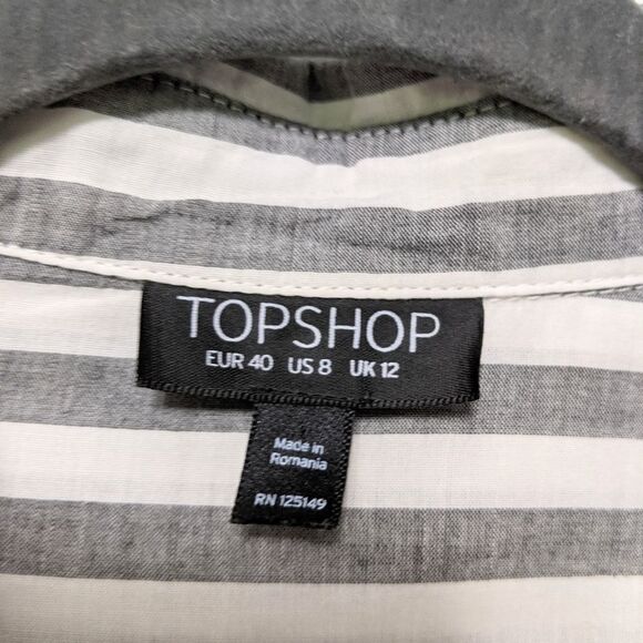 TOPSHOP Cotton Striped Button Front Tunic 8 - Picture 4 of 7